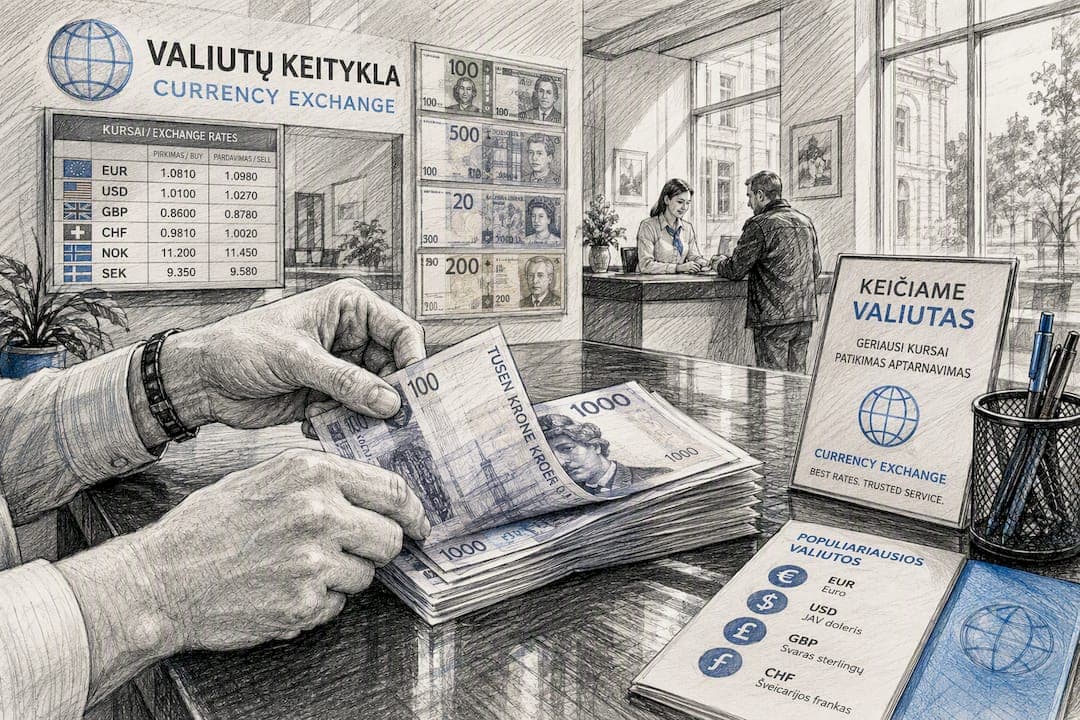 Norvegijos krona grynais: kur ir kaip keisti Lietuvoje